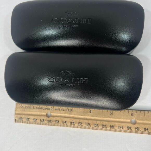 New! COACH Hard Case For Eyeglasses Black Leather Clam Shell Case Bundle of 2 - Picture 4 of 6